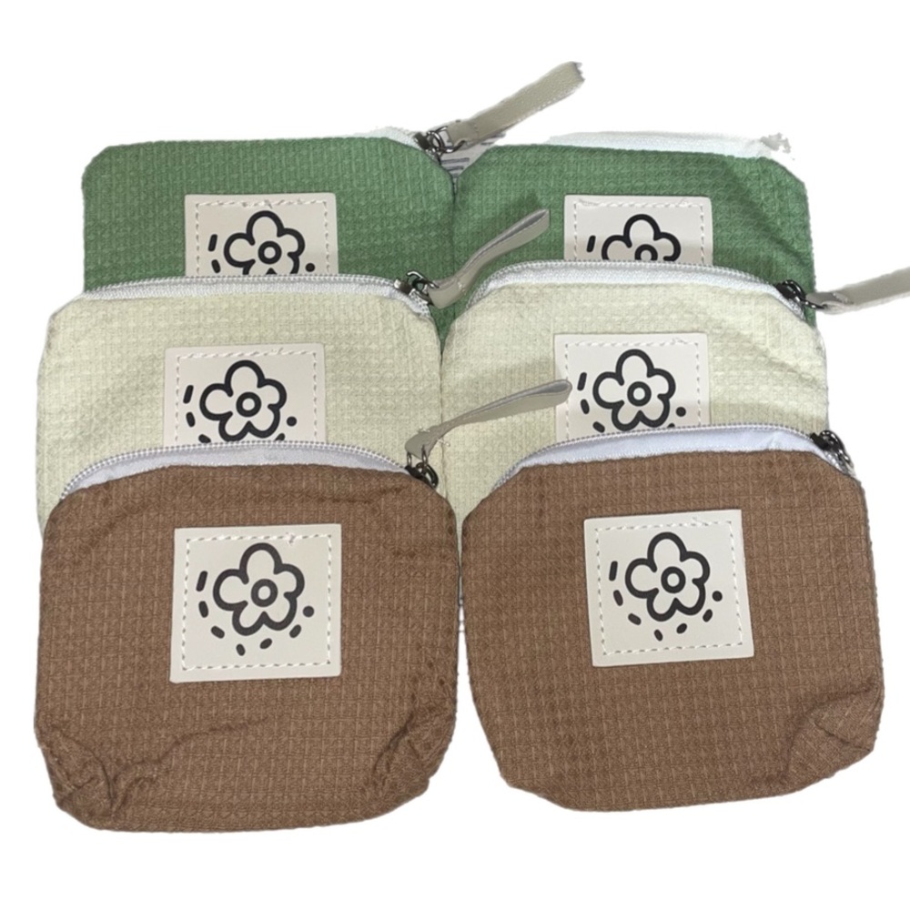 Set/3 Floral design lightweight waffle zipper pouches